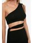 Kadın Moda Şık Dar Paça Regular Boy Vücuda Oturan Örme Cut Out Pencere Tek Omuz Bluz Etek Takım 4