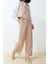 Kadın Moda Şık Geniş Paça Uzun Kollu Kruvaze Kapamalı Yelek Pantolon Dokuma Alt Üst Takım 3