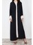 Kadın Moda Şık Regular Boy Uzun Kollu Renk Bloklu Aerobin Ferace Abaya & Elbise 2li Dokuma Takım 1