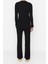 Kadın Moda Şık Geniş Paça Regular Boy Uzun Kollu Basic Polo Yaka Triko Alt-Üst Takım 5