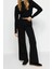 Kadın Moda Şık Boru Paça Crop Boy Uzun Kollu Crop Parmak Detaylı Triko Alt-Üst Takım 3