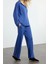 Kadın Moda Şık Regular Boy Oversize Geniş Kalıp Yumuşak Kumaşlı Polo Yaka Örme Alt-Üst Takım 2