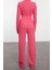 Kadın Moda Şık Geniş Paça Uzun Boy Dik Yaka Yumoş Crop ve Geniş Paça Örme Alt-Üst Takım 5