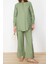 Kadın Moda Şık Geniş Paça Regular Boy Yarım Gizli Patlı Omuz Detaylı Tunik-Pantolon Dokuma Takım 1