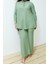 Kadın Moda Şık Geniş Paça Regular Boy Yarım Gizli Patlı Omuz Detaylı Tunik-Pantolon Dokuma Takım 4