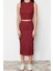 Kadın Moda Şık Regular Boy Dokulu Sıfır Kol Maxi Örme Bluz Etek Alt-Üst Takım TWOSS24AU00014 1