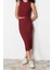 Kadın Moda Şık Regular Boy Dokulu Sıfır Kol Maxi Örme Bluz Etek Alt-Üst Takım TWOSS24AU00014 3