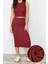 Kadın Moda Şık Regular Boy Dokulu Sıfır Kol Maxi Örme Bluz Etek Alt-Üst Takım TWOSS24AU00014 4