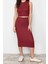 Kadın Moda Şık Regular Boy Dokulu Sıfır Kol Maxi Örme Bluz Etek Alt-Üst Takım TWOSS24AU00014 5
