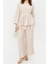 Kadın Moda Şık Regular Boy Truvakar Kollu Büzgülü Aerobin Tunik Pantolon Dokuma Alt Üst Takım 1
