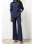 Kadın Moda Şık Regular Uzun Boy Uzun Kollu Modal Karışımlı Dokuma Gömlek-Pantolon Takım 1