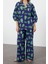 Kadın Moda Şık Regular Uzun Boy Uzun Kollu Balık Desenli Dokuma Pamuklu Bluz Pantolon Takım 3