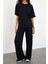 Kadın Moda Şık Geniş Paça Relaxed Rahat Kalıp Geniş Paça Örme Bluz Pantolon Alt-Üst Takım 2