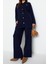 Kadın Moda Şık Geniş Paça Regular Boy Uzun Kollu Fitilli Triko Hırka Kazak-Pantolon Alt-Üst Takım 2