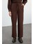 Tarz Kadın Modern Moda Normal Bel Boru Paça V Yaka Kuşaklı Poplin Dokuma Alt-Üst Takım 4