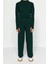 Tarz Kadın Modern Moda Normal Bel Boru Paça Dik Yaka Crop Parmak Detaylı Triko Alt-Üst Takım 5