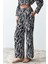 Tarz Kadın Modern Moda Normal Bel Boru Paça Degaje Yaka Zebra Desenli Dokuma Gömlek-Pantolon Takım 3