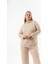 Büyük Beden Kanguru Cepli Modal Sweatshirt Vizon 3