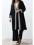 Tarz Kadın Modern Normal Bel Boru Paça Hakim Yaka Nakış Detaylı Kuşaklı Dokuma Kimono-Pantolon Takım 1