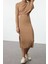 Tarz Kadın Modern Moda Yüksek Bel Geniş Paça Bisiklet Yaka Crop Basic Etekli Triko Alt-Üst Takım 2