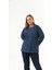 Büyük Beden Cep Detay Parça Boya Sweatshirt Indigo 2
