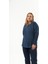 Büyük Beden Cep Detay Parça Boya Sweatshirt Indigo 3