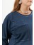 Büyük Beden Cep Detay Parça Boya Sweatshirt Indigo 5