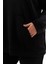 Büyük Beden Kanguru Cepli Modal Sweatshirt Siyah 4