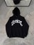 Kışlık Kapşonlu Baskılı Oversize Sweatshirt- Siyah 1