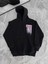 Uzun Kol Kapşonlu Ön ve Arka Baskılı Sweatshirt - Siyah 1
