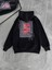 Uzun Kol Kapşonlu Ön ve Arka Baskılı Sweatshirt - Siyah 4