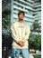 Oversize Bisiklet Yaka Baskılı Sweatshirt - Beyaz 1
