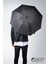Siyah Ekose Unisex Yarasa Tip Kırılmaz Şemsiye M21MAR077R004 5