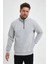 Oversize Yarım Farmuarlı Yakalı Basic Sweatshirt - Gri 1