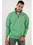 Oversize Yarım Farmuarlı Yakalı Basic Sweatshirt - Yeşil 1
