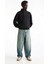 Oversize Yarım Farmuarlı Yakalı Basic Sweatshirt - Siyah 3