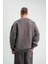 Unisex Uzun Kol Bisiklet Yaka Yıkamalı Sweatshirt - Füme 5