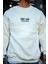 Oversize Bisiklet Yaka Üç Iplik Baskılı Sweatshirt - Beyaz 1