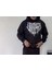 Uzun Kol Kapşonlu Baskılı Sweatshirt - Siyah 3