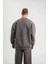 Uzun Kol Bisiklet Yaka Basic Sweatshirt - Füme 4