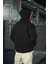 Üç Iplik Penye Kapşonlu Basic Sweatshirt - Siyah 2