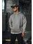 Üç Iplik Penye Kapşonlu Basic Sweatshirt - Boyalı Gri 3