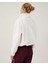 Oversize Yarım Farmuarlı Yakalı Basic Sweatshirt - Beyaz 3