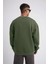 Unisex Biskilet Yaka Üç Iplik Sweatshirt - Haki 2