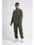 Unisex Biskilet Yaka Üç Iplik Sweatshirt - Haki 3