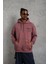 Erkek 98 Baskılı Kapşonlu Sweat - Gül Kurusu 2