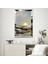 Gümüş Aynalı Pleksi Çerçeveli Minimalist Güneş Manzaralı Beyaz Altın Sarısı Soyut Çizim Tablo 1