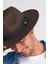 Erkek Büyük Beden 60CM Kahve Fedora Şapka 2