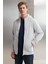 Core Erkek Fermuarlı Yüksek Yaka Kapüşonlu Kordonlu Içi Polarlı Açık Gri Sweatshirt 3