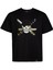 Regülar Fit Erkek Tişört Önü ve Arkası Nakış Detaylı Siyah Tişört Zoro Anime Erkek T-Shirt 4
